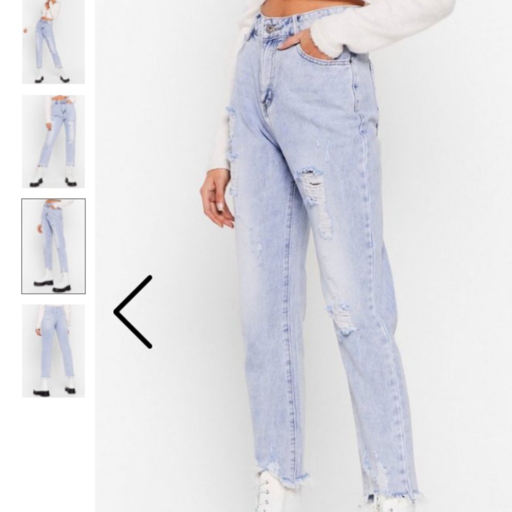 Frayed High-Waisted Mom Jeans